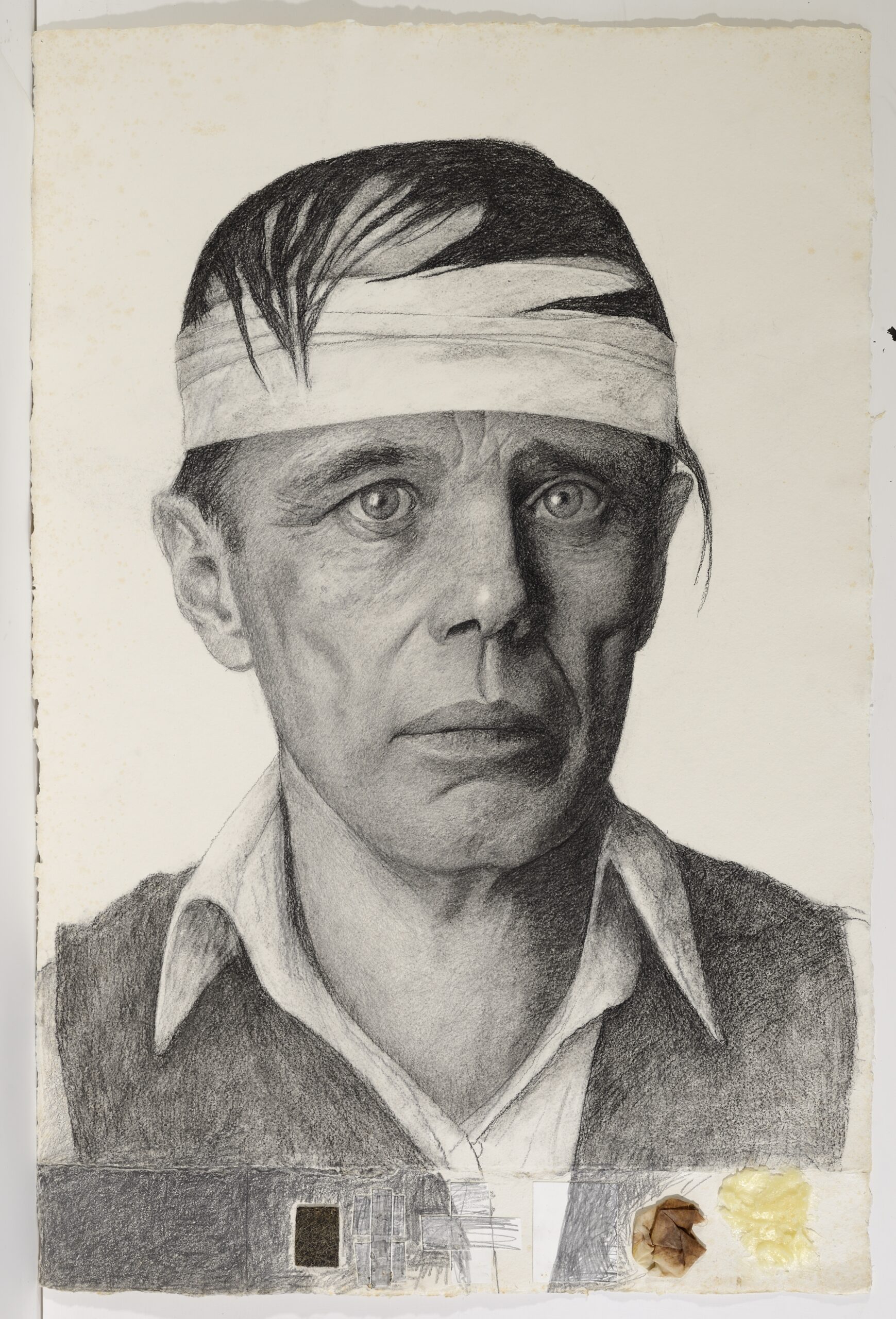 Joseph Beuys 2021,lápiz compuesto y collage / papel 122 x 82 cm